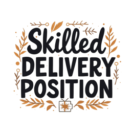 Skilled Delivery Position SVG design with bold black text and decorative orange leaves on cream background