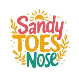 Sandy Toes Nose colorful SVG design with sun and nature elements for summer crafts