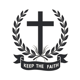 keep the faith wreath SVG PNG design with bold lettering, black and white floral elements, an uplifting message