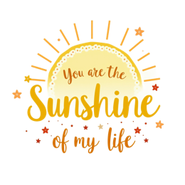 Bright sunshine quote SVG with yellow and orange text and sun rays vector design for crafting