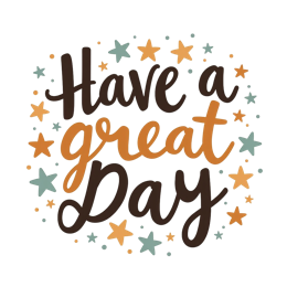 Have a Great Day SVG design with bright orange and black text, colorful stars, and cheerful dots on a white background