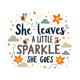 She Leaves a Little Sparkle SVG with cute hamsters, colorful stars, and clouds in a cheerful design