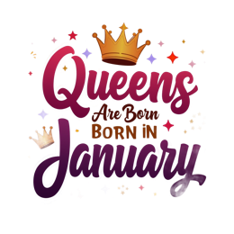 queens are born in january quote SVG PNG design with bold lettering