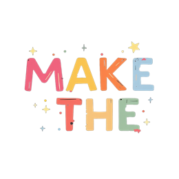 Colorful motivational text design with bright hand-painted letters and decorative stars on black background