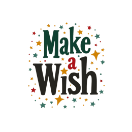 Make a Wish colorful stars design with playful text and vibrant star decorations on beige background