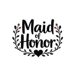 maid of honor SVG PNG design with hand-drawn style, bold lettering, black and white floral elements