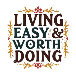 Living Easy & Worth Doing decorative floral typography SVG with warm colors for Cricut and Silhouette crafts