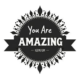 You Are Amazing inspirational quote SVG with round decorative badge and black ribbon banner in bold white font
