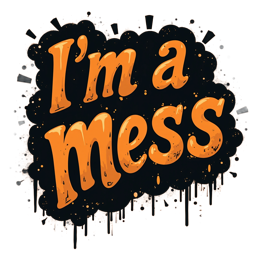 Halloween I'm a Mess SVG with bold orange text and black cloud background, perfect for shirts and stickers