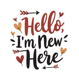 hello i'm new here SVG PNG design with hand-drawn style, bold lettering, black and white floral elements