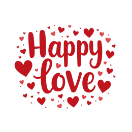 Happy Love Hearts SVG design with bold red and pink hearts on a light background