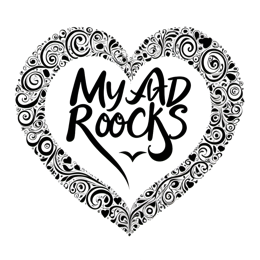 My Dad Rocks SVG design with heart swirl patterns and bold handwritten text in black and white