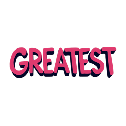 Bold pink Greatest typography design with 3D cartoon style letters on beige background