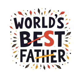world's best father quote SVG PNG design with bold lettering, black and orange floral elements, an uplifting message