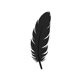 Minimalist black feather design with delicate barbs on white background for Cricut and Silhouette crafts