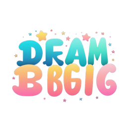 Dream Big Stars SVG with colorful gradient letters and twinkling stars on dark background