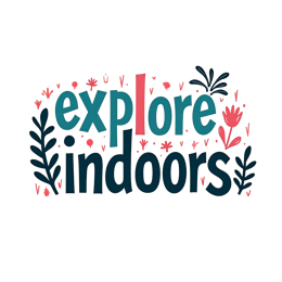 Explore Indoors colorful SVG design with playful text and hand-drawn plants and flowers for Cricut and Silhouette projects