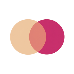 Minimalist overlapping circles design in pastel pink and beige with clean edges on a light pink background