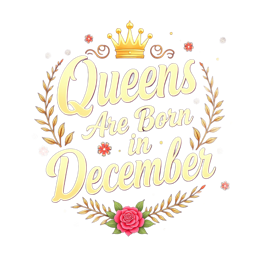 queens are born in december flower SVG PNG design with bold lettering, white and pink floral elements