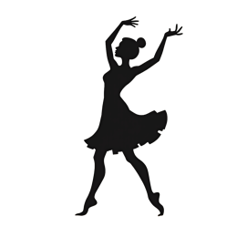 Elegant black ballerina silhouette in classic ballet pose for dance crafts and wall art