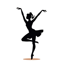 Minimalist black ballet silhouette of a graceful ballerina dancing on beige background