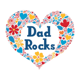 Colorful Dad Rocks heart design with flowers and hearts for dad celebration crafts