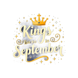 Kings Born in September SVG design with golden crown, stars, and navy blue background for birthday crafts