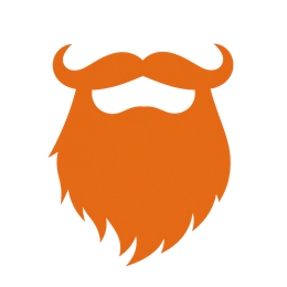 Minimalist orange beard and mustache graphic on beige background, perfect for shirts and stickers