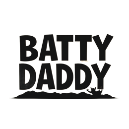 Batty Daddy SVG design with bold black text and playful cartoon bat on cream background