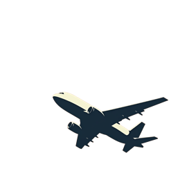 Flat retro airplane silhouette with bold cream text 'HERE TO' on peach background, perfect for travel crafts