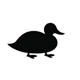 Black duck silhouette with a simple cartoon style on a light background, perfect for Cricut and Silhouette crafts