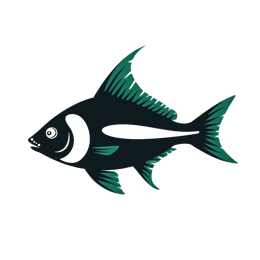 Stylized artistic fish design in black and green with white stripe, ideal for Cricut and Silhouette crafts