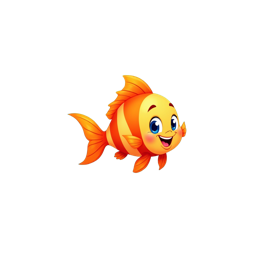 Colorful cartoon underwater fish with coral, seaweed, and bubbles in a bright ocean scene SVG