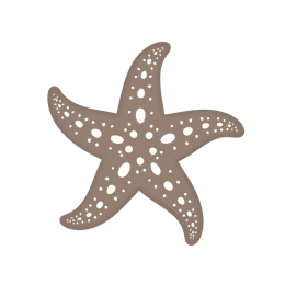 Minimalist brown starfish SVG with white dots on beige background for Cricut and Silhouette crafts