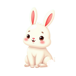 Cute cartoon spring bunny with colorful flowers and butterflies in a bright garden scene SVG