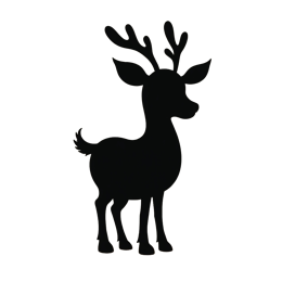 Black deer silhouette with elegant antlers on a cream background, perfect for Cricut and Silhouette crafts