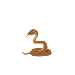 Friendly cartoon snake SVG with warm brown colors and playful expression on black background