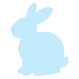 Blue rabbit silhouette with smooth lines and soft colors on white background, ideal for kids crafts and apparel