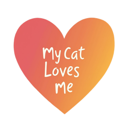 My Cat Loves Me SVG design with pink and orange gradient heart and white playful text for pet lovers