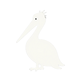 Minimalist white pelican silhouette on black background, simple and clean bird design for crafts