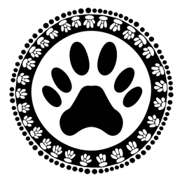 Black and white decorative paw print design with circular pattern for Cricut and Silhouette projects