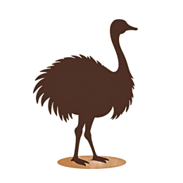 Stylized ostrich silhouette with a flat brown bird on a yellow background, perfect for Cricut and craft projects