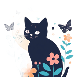 animals nature butterflies flower SVG PNG design with bold lettering, black and orange floral elements