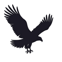 Black eagle silhouette with wide wings flying, perfect for Cricut and Silhouette craft designs