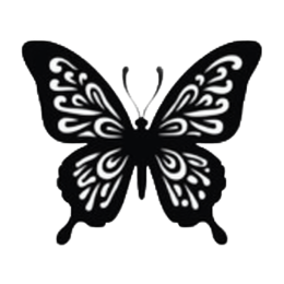 Black butterfly SVG design with detailed swirls and teardrop patterns for Cricut and Silhouette crafts