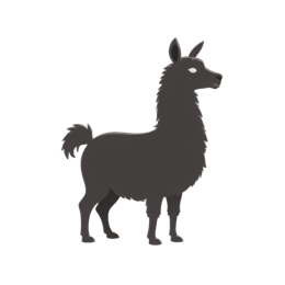 Minimalist grey llama silhouette on black background for crafting and apparel