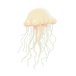 Minimalist pastel jellyfish SVG design with flowing tentacles on a light blue underwater background