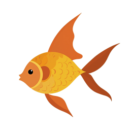 Cartoon bright orange goldfish swimming with bold lines and smooth shapes in a playful style