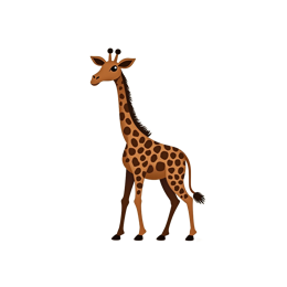 Cartoon giraffe SVG with light brown fur and dark spots, friendly and playful design for kids crafts