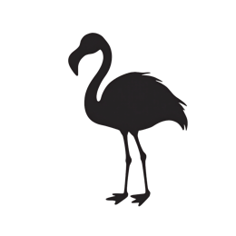 Black flamingo silhouette on white background, minimalist bird design for Cricut and Silhouette projects